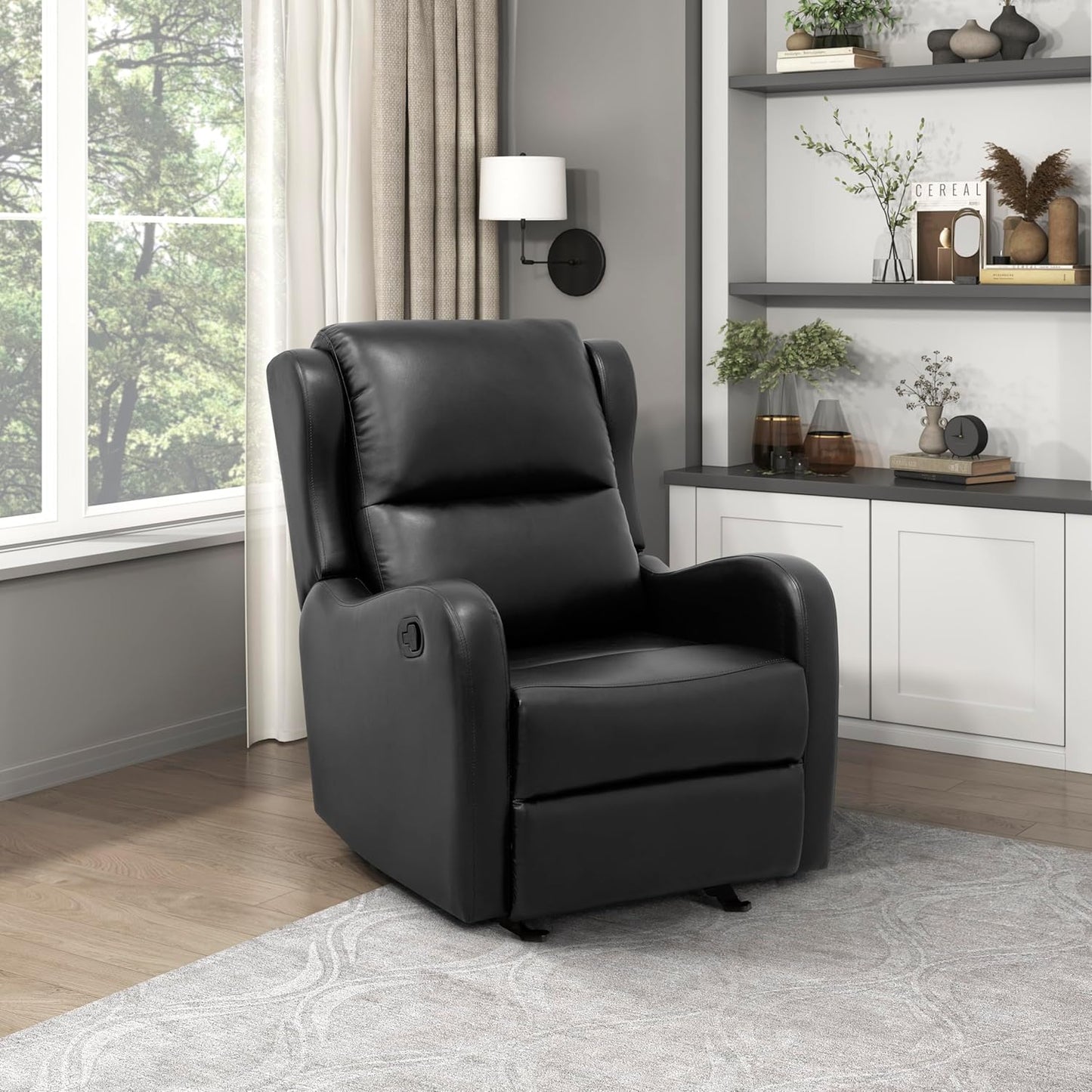 Lexicon 194840244745 Black Glider Recliner Chair