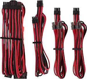 Corsair CP-8920219 Red/Black Sleeved PSU Cable Kit — main product image