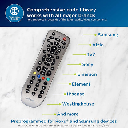 Philips SRP9263C/27 3-Device Universal Remote Graphite