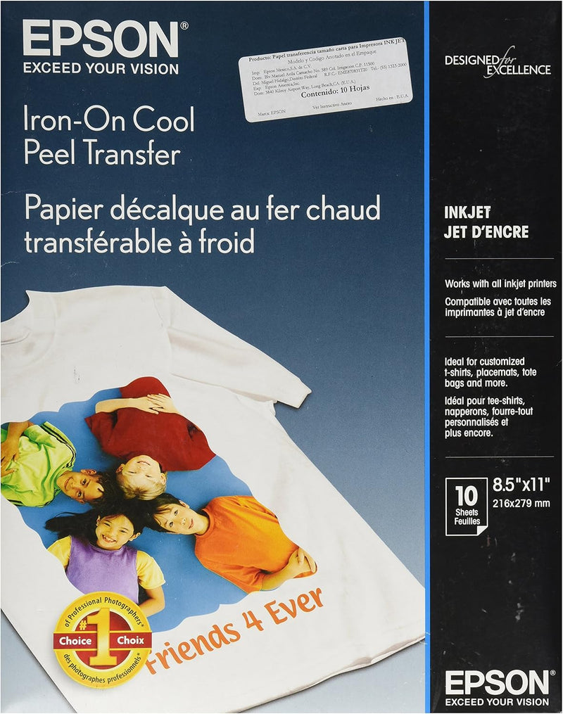 Epson S041153 Iron-on Cool Peel Transfer Paper - 10 Sheets — main product image