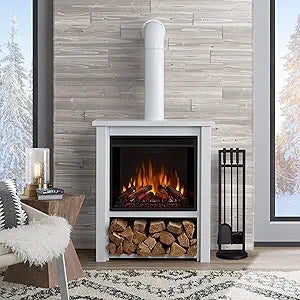 Misc Electric Fireplace White Cabin Lodge Farmhouse