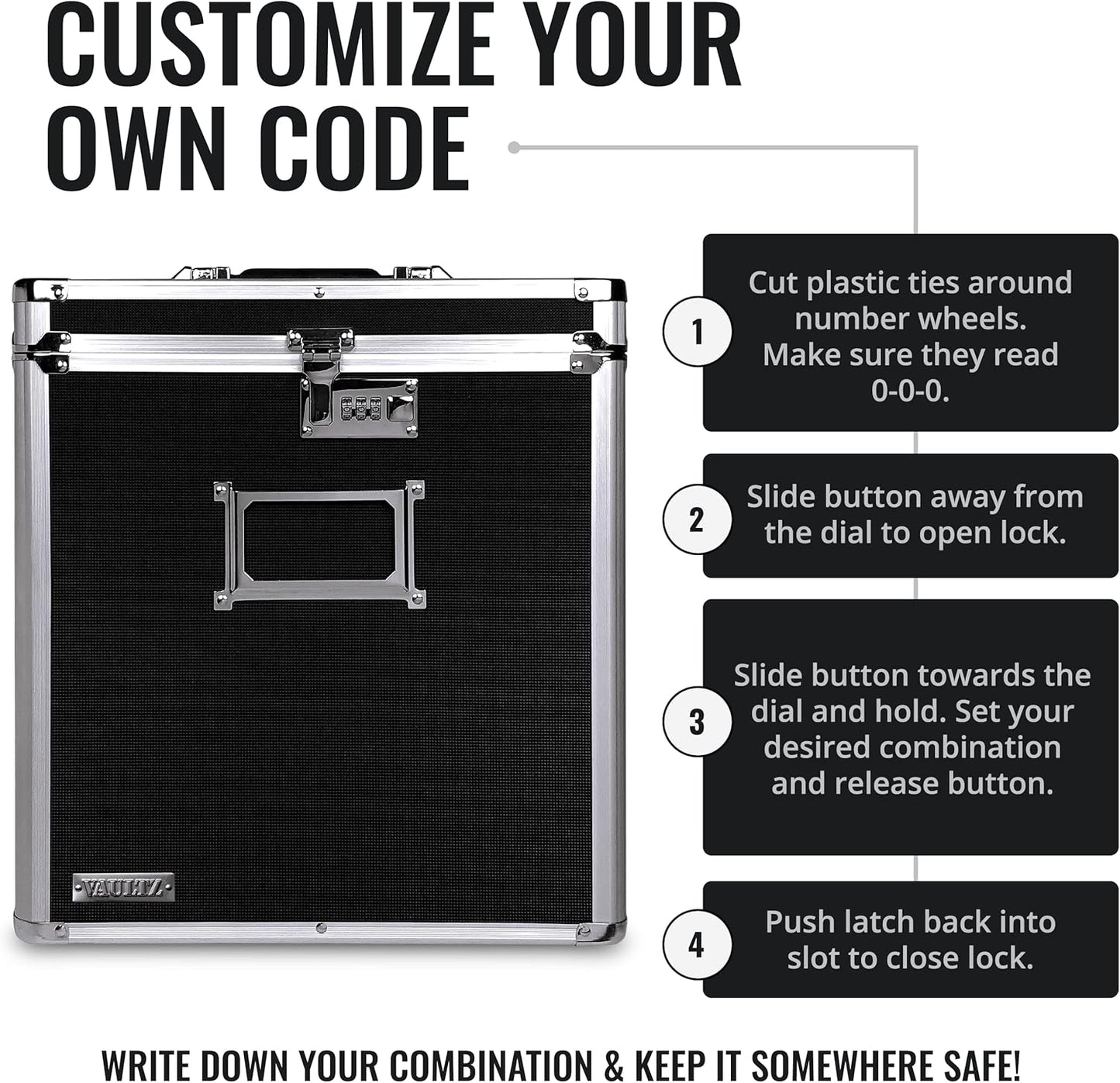 Vaultz VZ00490 Locking Vinyl Record Storage Box 50 Albums