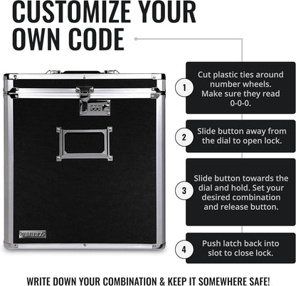 Vaultz VZ00490 Locking Vinyl Record Storage Box 50 Albums