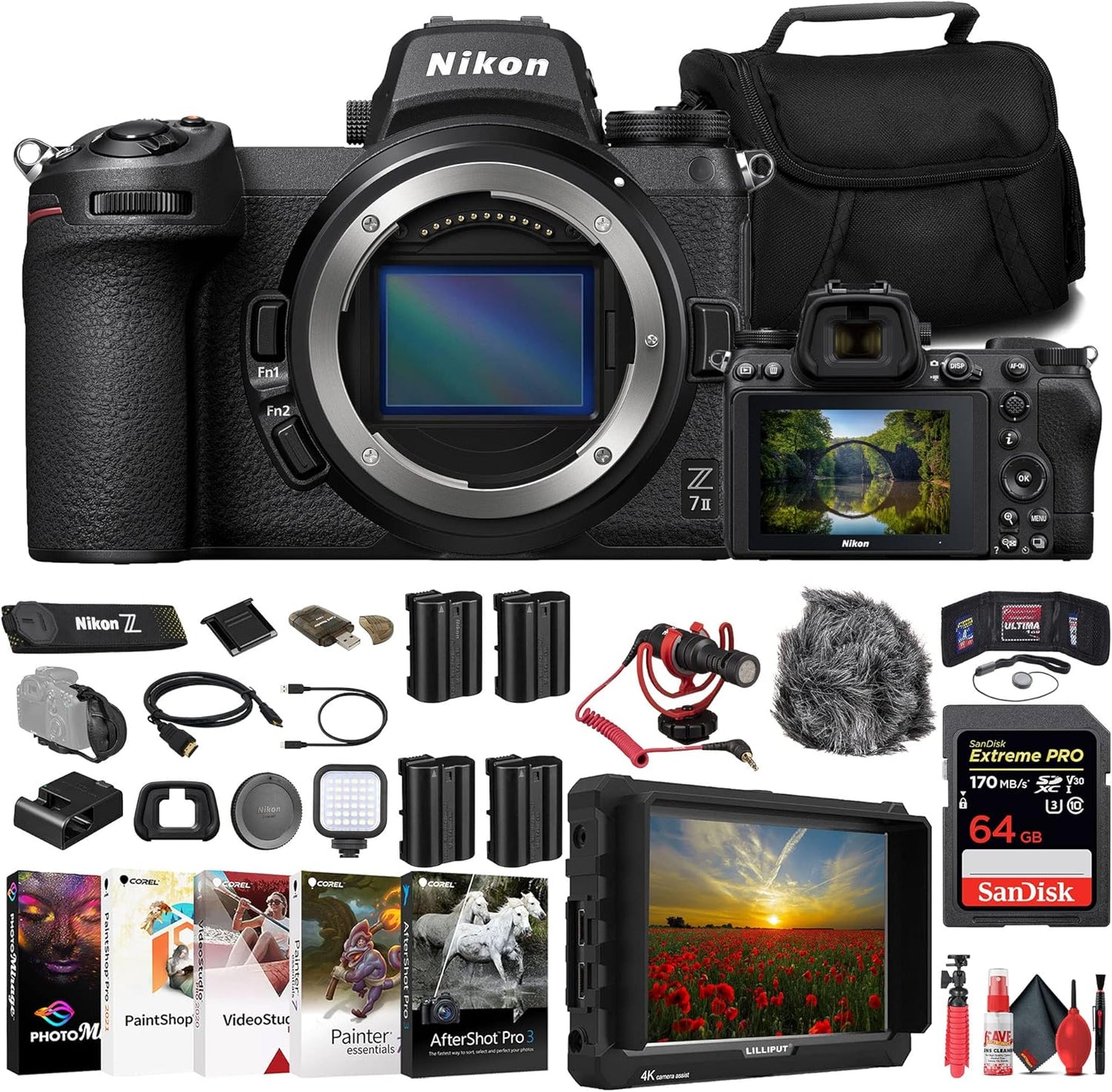 Nikon Z7 II Mirrorless Camera Bundle - 4K, Monitor, Mic (Renewed)