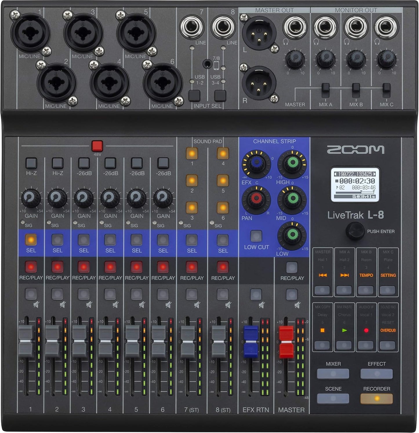Zoom LiveTrak L-8 Portable Digital Mixer Recorder Bundle