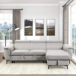 Lexicon 194840176206 Dentsville Beige Reversible Sofa Chaise Sleeper