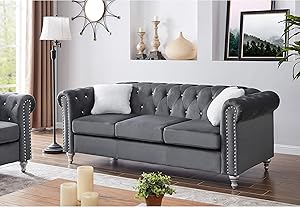 Misc Microsuede Velvet Tufted Sofa — main product image