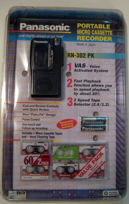 Panasonic RN-302 Microcassette Voice Recorder - Portable