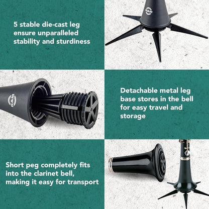 K&M 15228.000.55 In-Bell Clarinet Stand Portable Folding Base