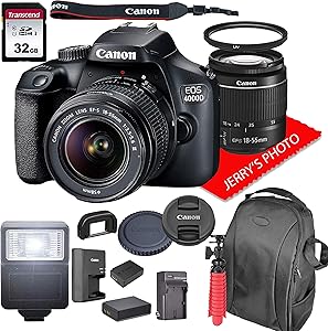 Canon EOS 4000D DSLR Camera 18-55mm Lens Bundle