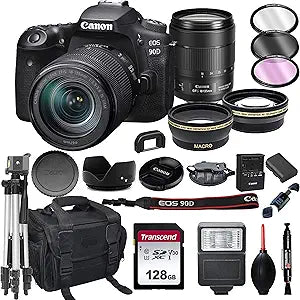 Canon EOS 90D 18-135mm USM Lens 128GB Bundle (Renewed)
