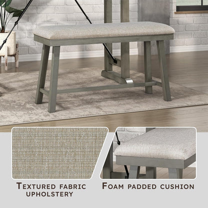 Lexicon 194840280576 Counter Height Dining Bench - Grey Padded Seat