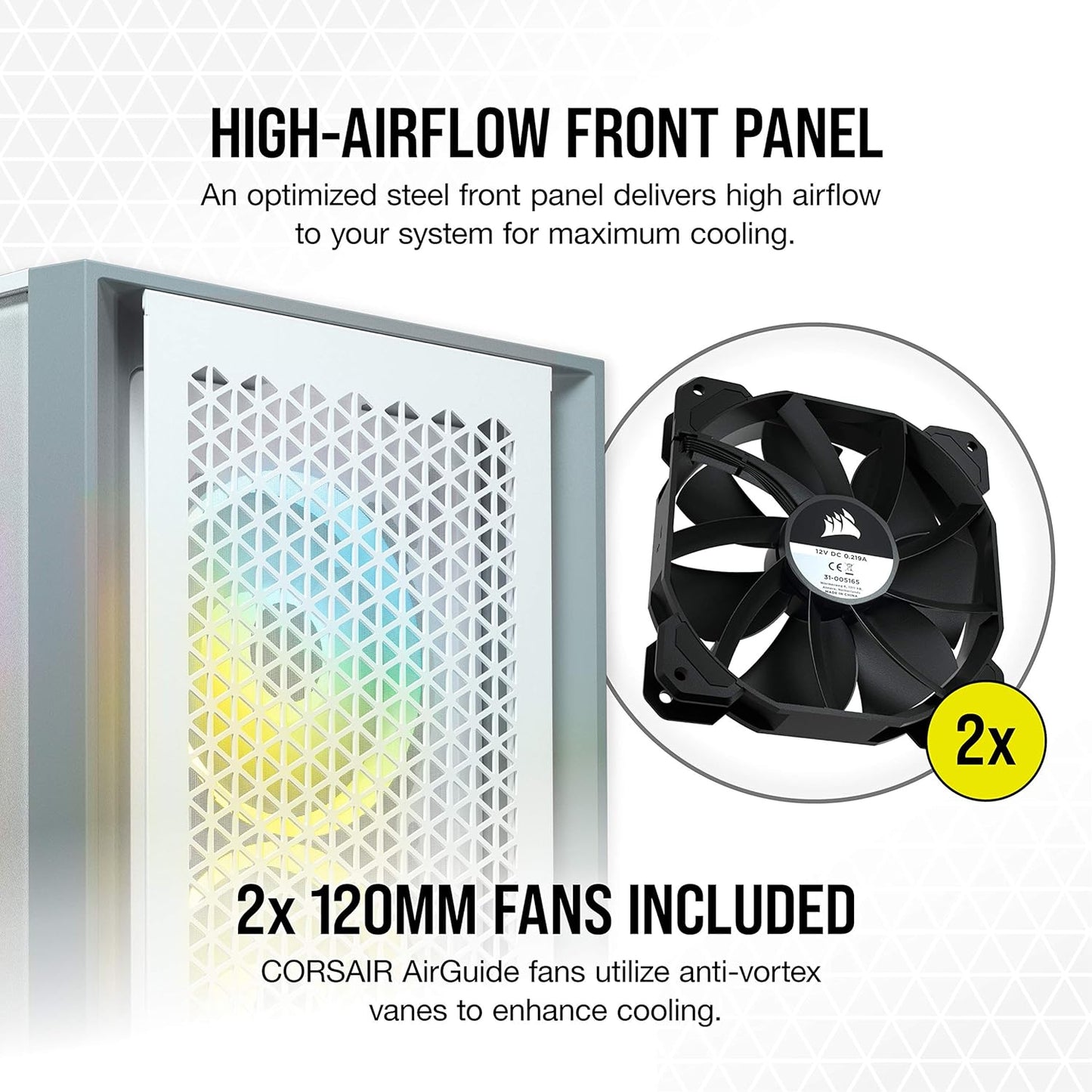 Corsair CC-9011201-WW 4000D Airflow: White Tempered Glass ATX Case