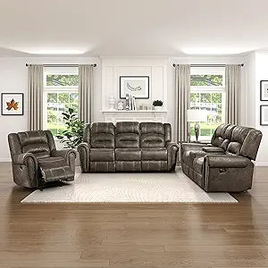 Lexicon Shay 3-Piece Reclining Living Room Set Brown