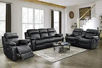 Lexicon 194840123699 Baylands Black Leather Reclining Sofa Set