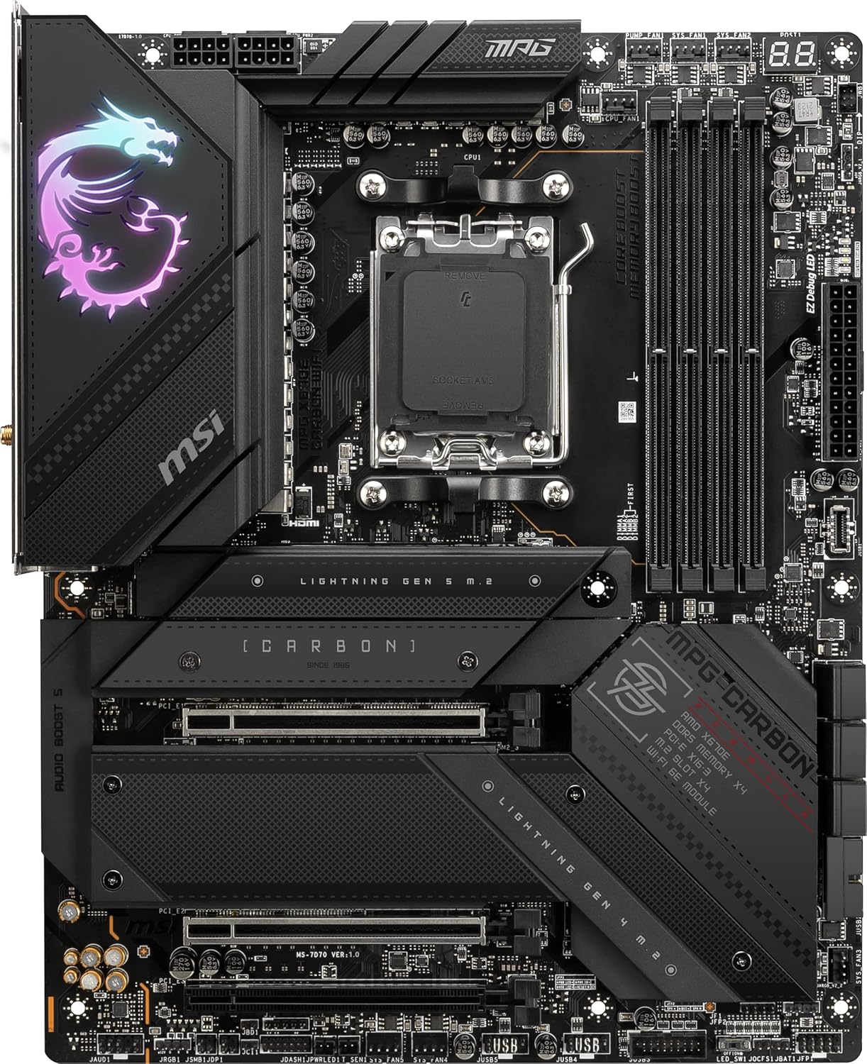 MSI 7D70-001R MPG X670E Carbon WiFi Gaming Motherboard