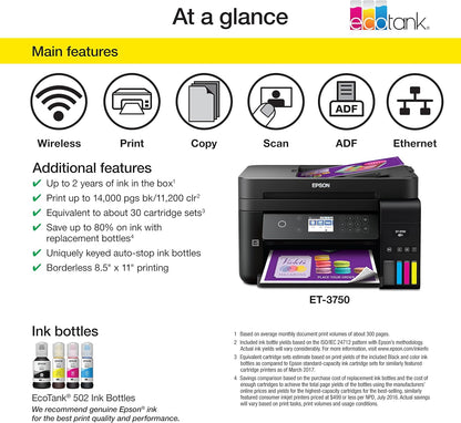 Epson C11CG20201 WorkForce ET-3750 EcoTank Printer