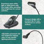 K&M 12274-BLACK 4 LED Music Stand Light - Black