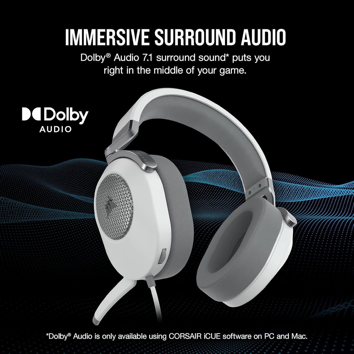 Corsair CA-9011271-NA HS65 Surround Gaming Headset White