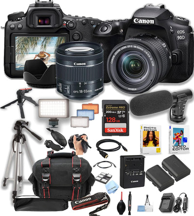 Canon EOS 90D DSLR Camera 18-55mm Lens Video Bundle (Renewed)