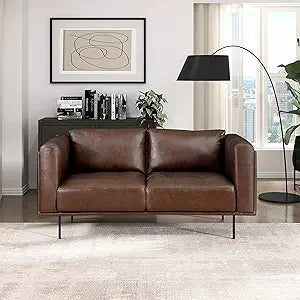 Lexicon Rubin Brown Leather Living Room Loveseat