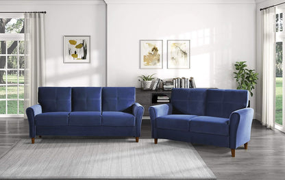 Lexicon Morgan Velvet Loveseat Sofa - Blue