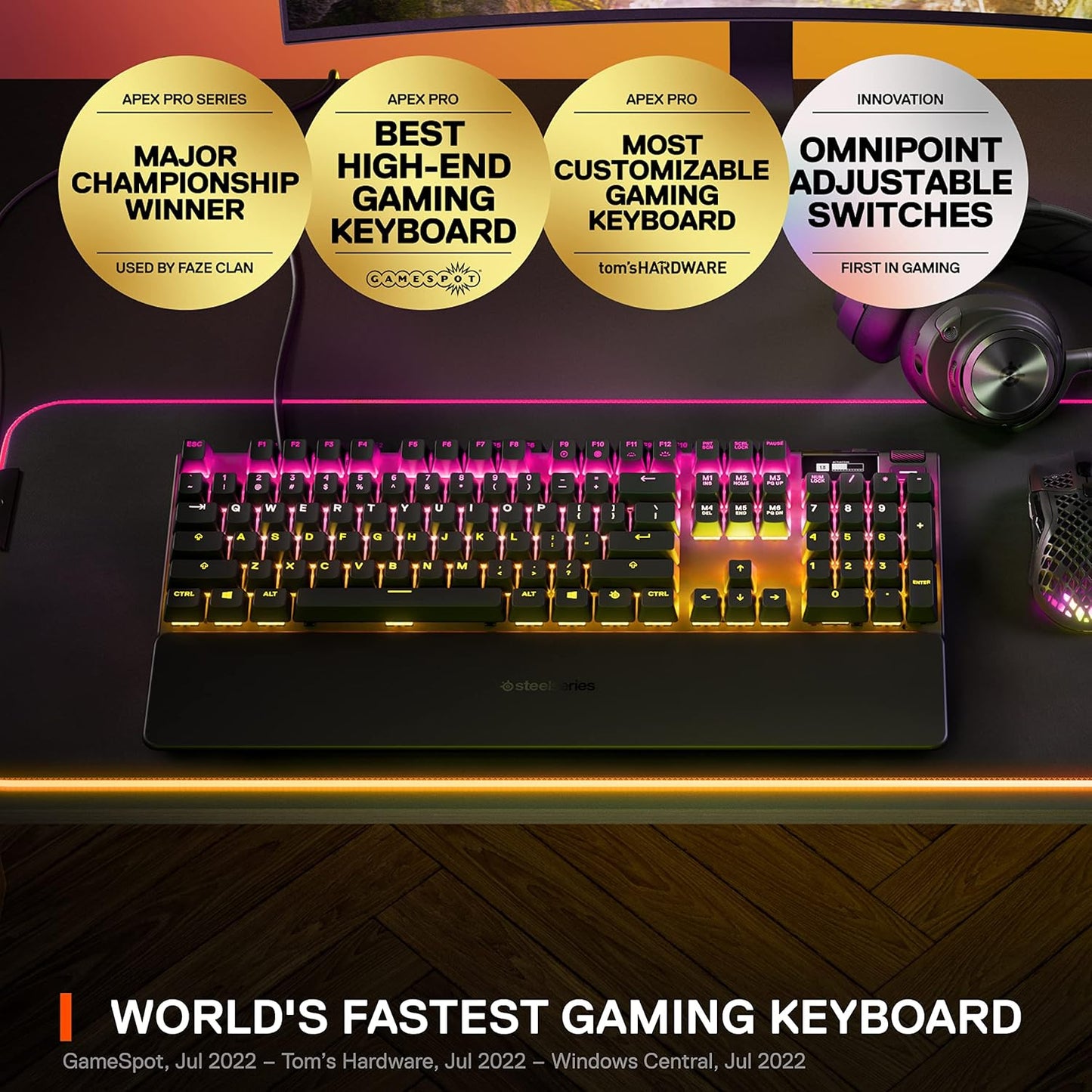 SteelSeries 813682023645 Apex Pro RGB Gaming Keyboard Renewed