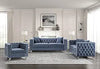 Lexicon 194840120636 Spencer Blue Velvet 3-Piece Living Room Set