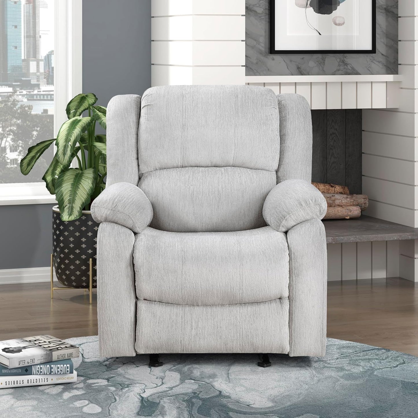 Lexicon 194840244721 Glider Recliner Living Room Chair Grey