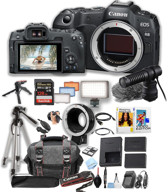 Canon EOS R8 Mirrorless Camera Body Bundle, Renewed
