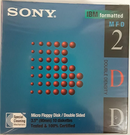 Sony 10MFD2DDCF 3.5" 1MB Floppy Disks (10-Pack)