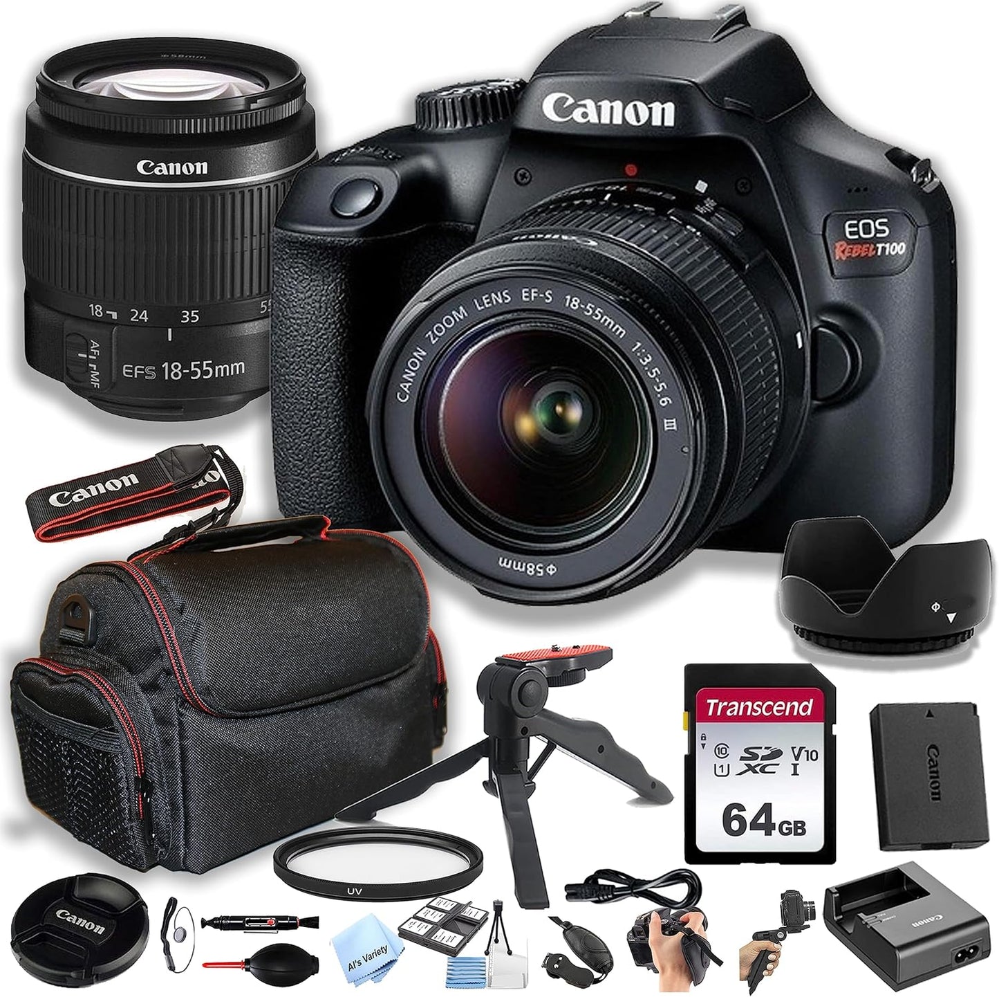 Canon EOS Rebel T100 DSLR Camera Bundle + Accessories - Renewed