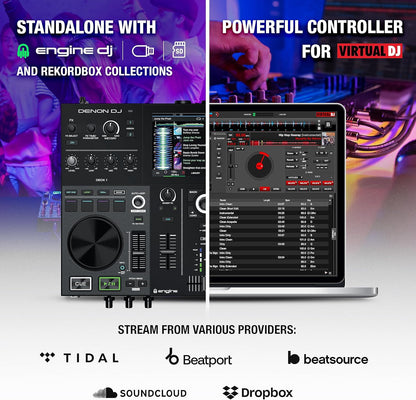 Denon DJ PRIMEGO Portable DJ Controller Mixer WIFI Streaming