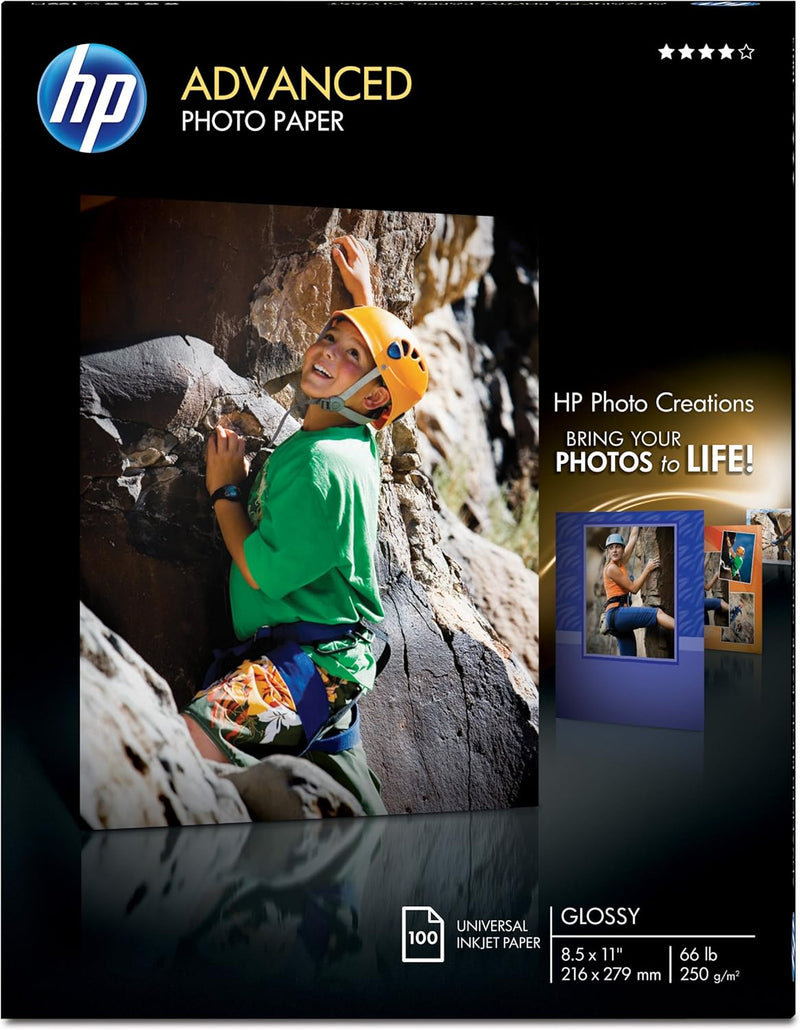 HP Q7854A Advanced Photo Paper - Glossy - 8.5 x 11 - 100 Sheets — main product image