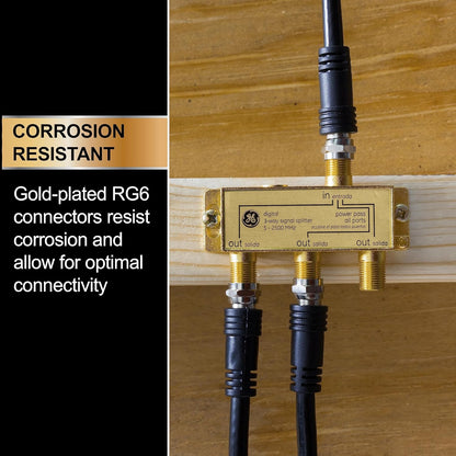 GE A2OD-485 3-Way Coaxial Cable Splitter 2-Pack