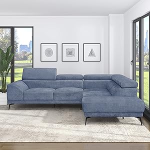Lexicon 194840168935 Hartsville Blue Sectional Sofa Chaise