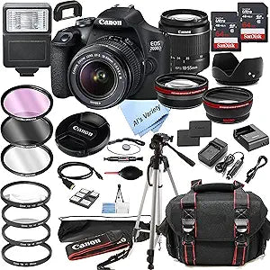 Canon EOS 2000D Rebel T7 DSLR Camera 18-55mm Lens Bundle