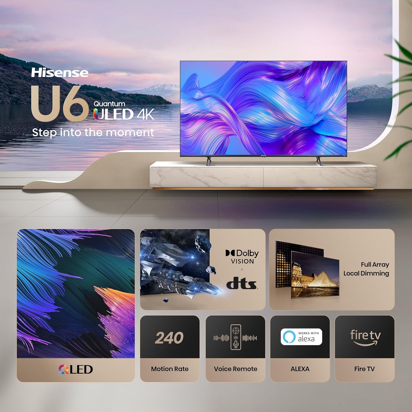 Hisense 75U6HF 75-Inch 4K ULED QLED Fire TV (2024)