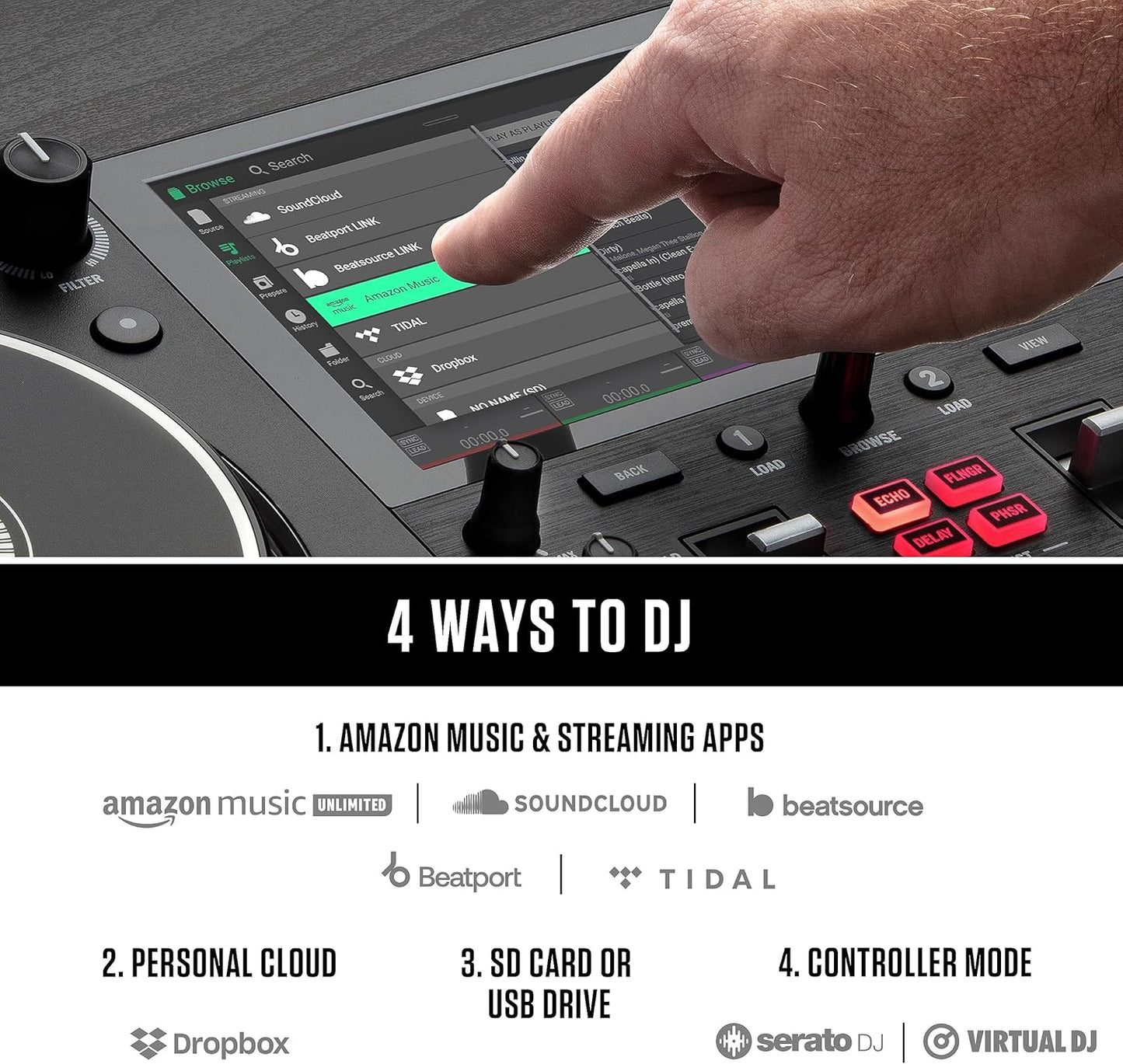 Numark MIXSTREAMPRO+ Standalone DJ Controller with Speakers and Wi-Fi