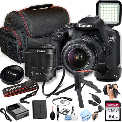 Canon EOS 2000D Rebel T7 DSLR Camera Bundle Renewed