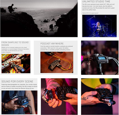 Zoom ZMH6ABK7 All Black Portable Recorder Bundle