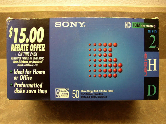 Sony 50MFD2HDCF 1.44MB 3.5" Floppy Disks (50-Pack)