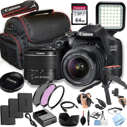Canon EOS 2000D DSLR Camera 18-55mm Lens Bundle (Renewed)