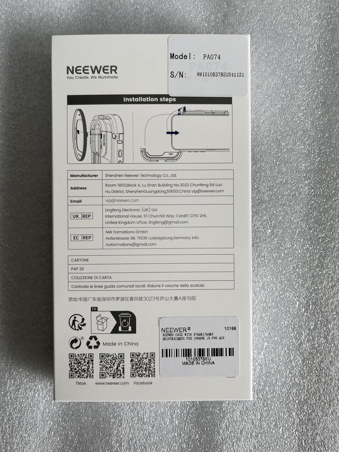 Neewer PA074 iPhone 16 Pro Max Cage Stabilizer Rig