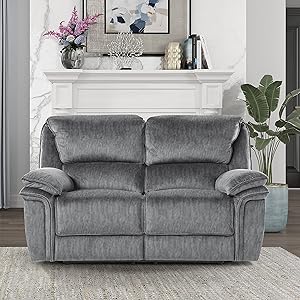Lexicon 194840172673 Braddock Gray Double Reclining Loveseat