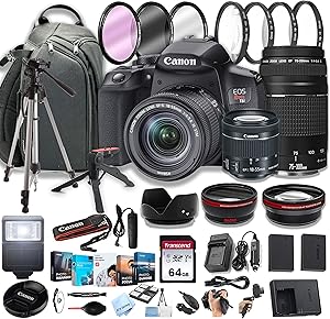 Canon Rebel T8i DSLR Camera with 18-55mm & 75-300mm Lenses Bundle