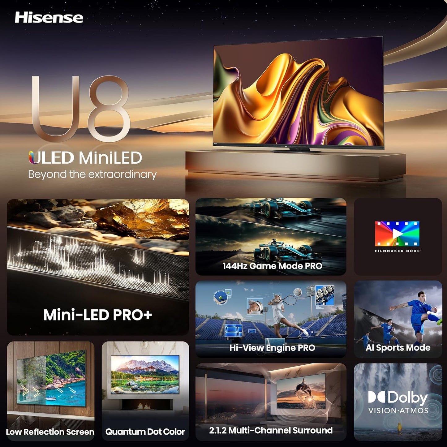 Hisense 75U8N 75-Inch ULED 4K Smart TV: Mini-LED Pro