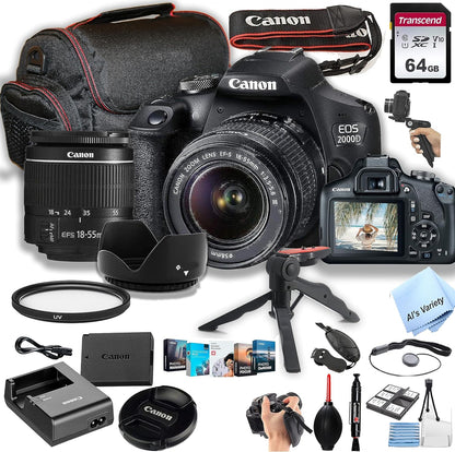 Canon EOS 2000D Rebel T7 DSLR 18-55mm Bundle