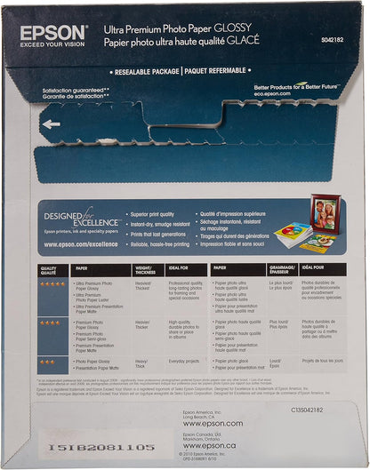 Epson S042182 Ultra Premium Photo Paper Glossy 8.5x11