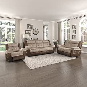 Lexicon Saddlebrook 3-Piece Reclining Living Room Set Brown